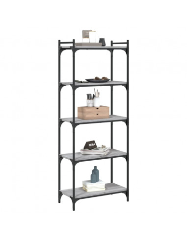 Libreria 5 Ripiani Grigio Sonoma 60x30x154cm Legno Multistrato