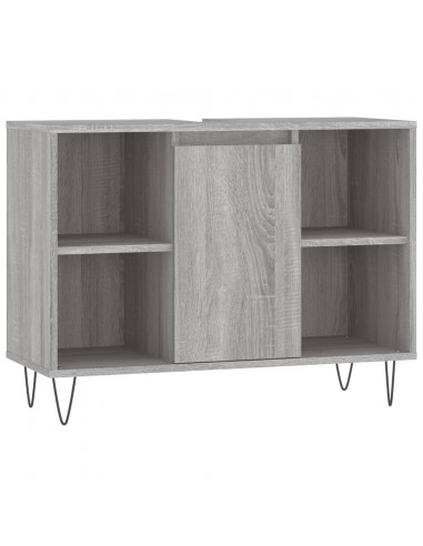 Set Mobili da Bagno 3 pz Grigio Sonoma in Legno Multistrato