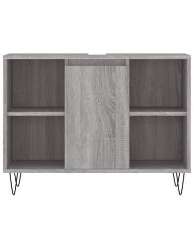 Set Mobili da Bagno 3 pz Grigio Sonoma in Legno Multistrato