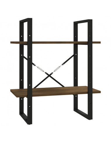 Libreria 2 ripiani Rovere Marrone 60x30x70 cm Legno Multistrato