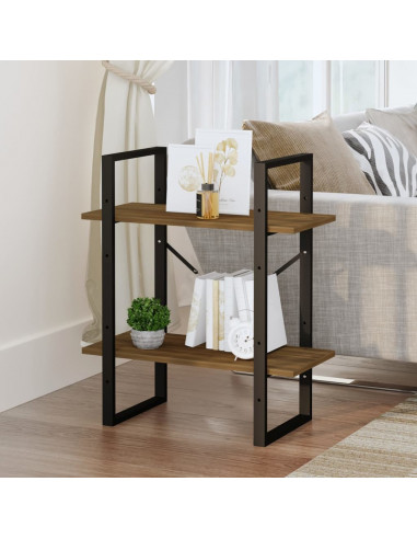 Libreria 2 ripiani Rovere Marrone 60x30x70 cm Legno Multistrato