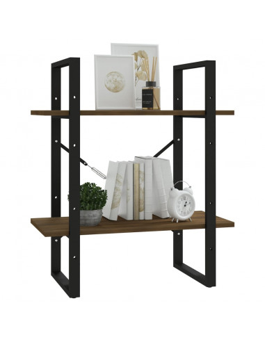 Libreria 2 ripiani Rovere Marrone 60x30x70 cm Legno Multistrato