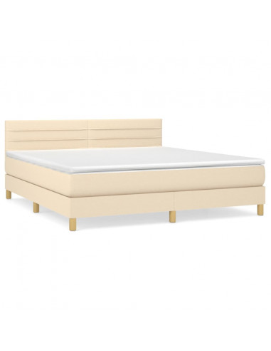 Giroletto a Molle con Materasso Crema 160x200 cm in Tessuto