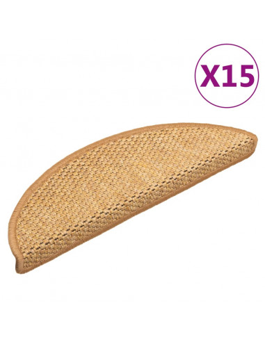 Tappeti Autoadesivi Scale Aspetto Sisal 15 pz 56x17x3 cm