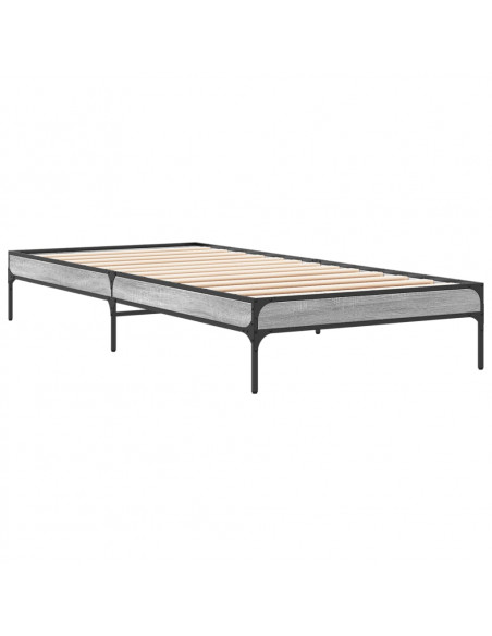 Giroletto Grigio Sonoma 90x190cm in Legno Multistrato e Metallo