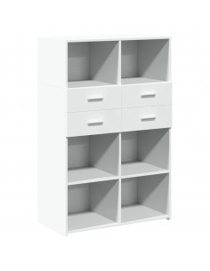 Credenza Bianca 80x42,5x124 cm in Legno Multistrato 2