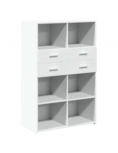 Credenza Bianca 80x42,5x124 cm in Legno Multistrato