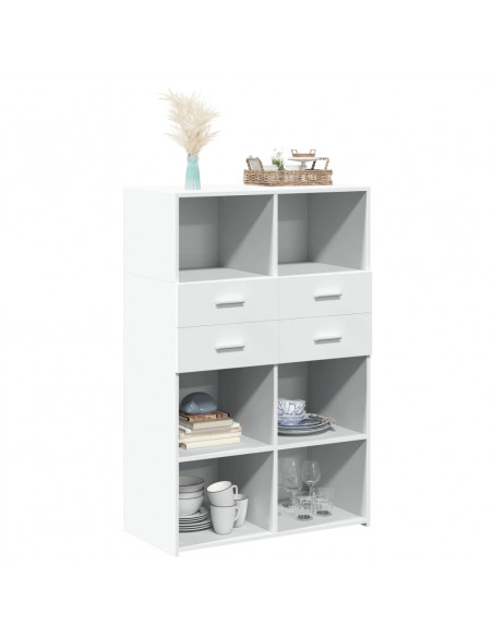 Credenza Bianca 80x42,5x124 cm in Legno Multistrato