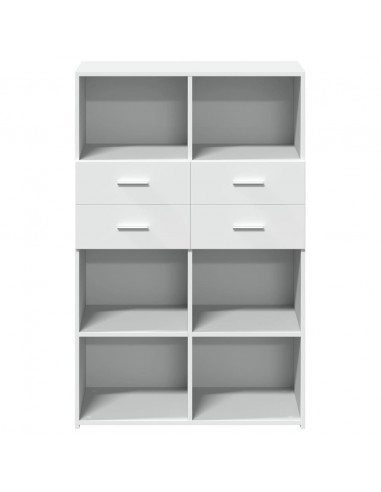 Credenza Bianca 80x42,5x124 cm in Legno Multistrato