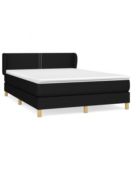 Giroletto a Molle con Materasso Nero 140x190 cm in Tessuto