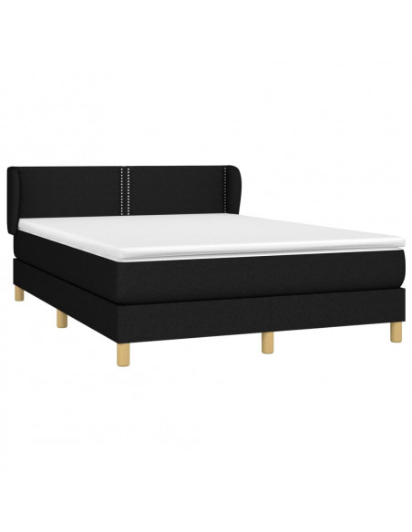 Giroletto a Molle con Materasso Nero 140x190 cm in Tessuto