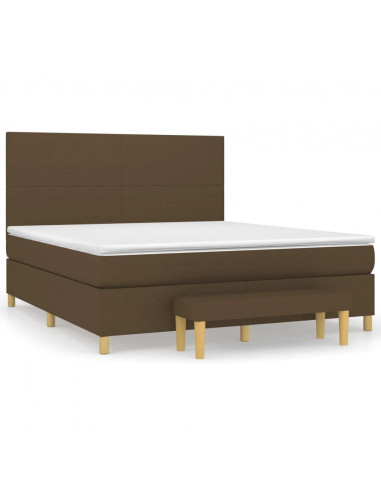 Giroletto a Molle con Materasso Marrone Scuro 180x200cm Tessuto
