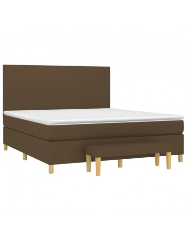 Giroletto a Molle con Materasso Marrone Scuro 180x200cm Tessuto