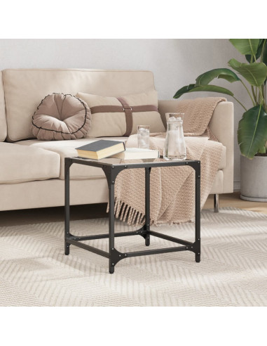 Tavolini con Piano in Vetro Trasparente 2 pz 40x40x40cm Acciaio