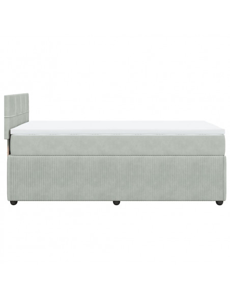 Giroletto a Molle con Materasso Grigio Chiaro 90x200 cm Velluto