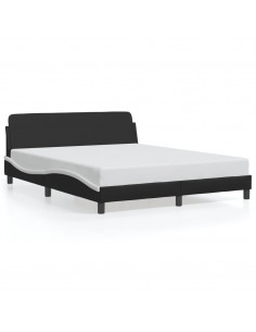 Giroletto con Testiera Nero e Bianco 160x200 cm in Similpelle 2