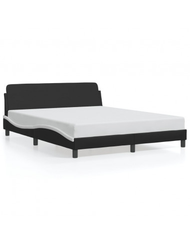 Giroletto con Testiera Nero e Bianco 160x200 cm in Similpelle