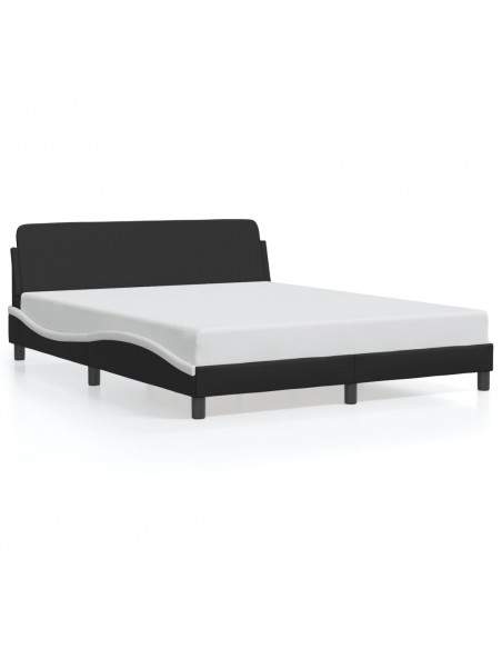 Giroletto con Testiera Nero e Bianco 160x200 cm in Similpelle