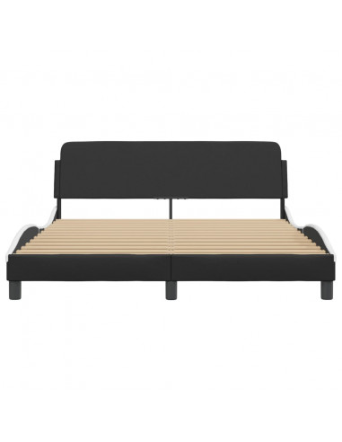 Giroletto con Testiera Nero e Bianco 160x200 cm in Similpelle