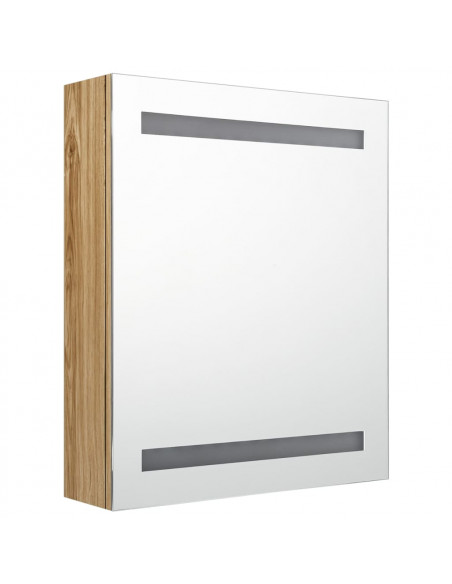 Armadietto Bagno con Specchio e LED Rovere 50x14x60 cm