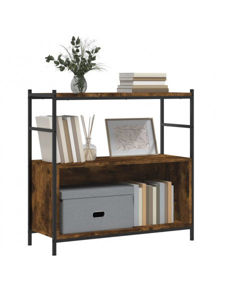 Libreria Rovere Fumo 80x30x78,5 cm in Legno Multistrato e Ferro