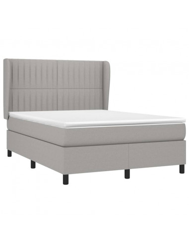 Giroletto a Molle con Materasso Grigio Chiaro 140x200cm Tessuto