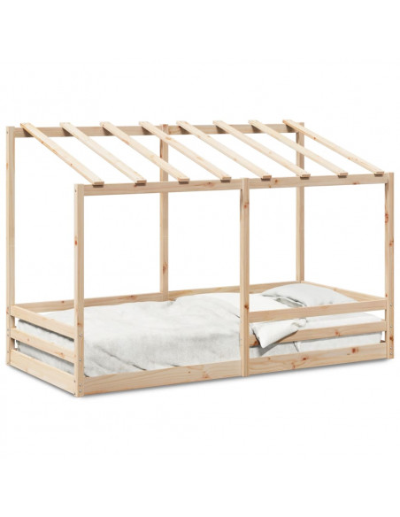 Letto Bambini con Tetto Bianco 80x200 cm Legno Massello di Pino