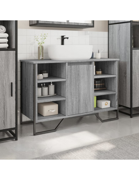 Mobile Lavabo Bagno Grigio Sonoma 91x35x60 cm in Truciolato