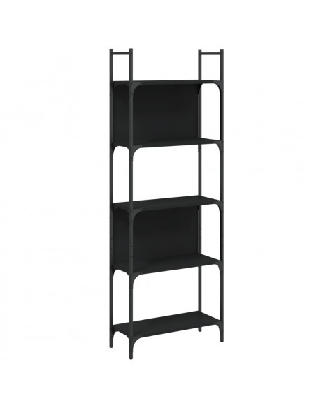 Libreria a 5 Ripiani Nera 60,5x24x166,5 cm in Legno Multistrato