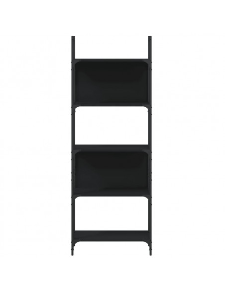 Libreria a 5 Ripiani Nera 60,5x24x166,5 cm in Legno Multistrato