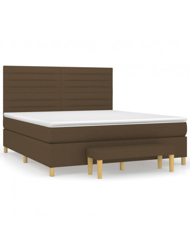 Giroletto a Molle con Materasso Marrone Scuro 180x200cm Tessuto