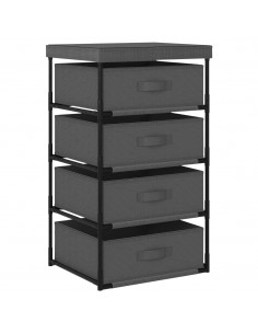 Armadietto con 4 Cestini in Tessuto in Acciaio Grigio 2