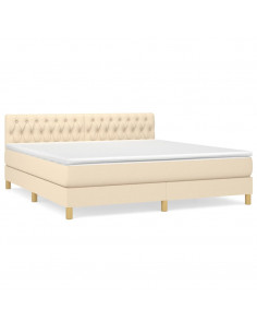 Giroletto a Molle con Materasso Crema 180x200 cm in Tessuto 2