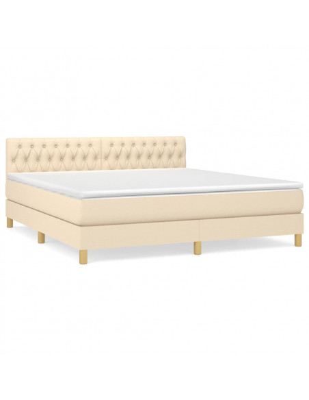 Giroletto a Molle con Materasso Crema 180x200 cm in Tessuto
