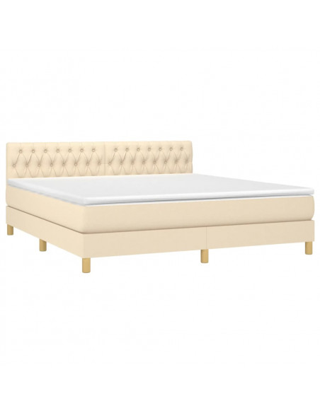 Giroletto a Molle con Materasso Crema 180x200 cm in Tessuto