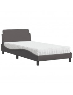 Letto Materasso Grigio 100x200 cm in Similpelle 2