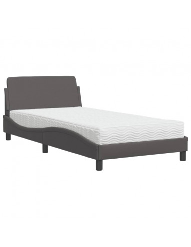 Letto Materasso Grigio 100x200 cm in Similpelle