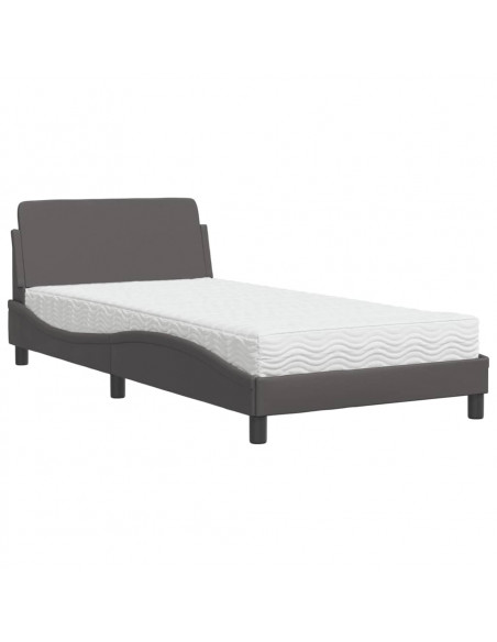 Letto Materasso Grigio 100x200 cm in Similpelle