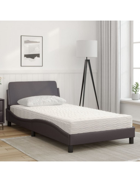 Letto Materasso Grigio 100x200 cm in Similpelle