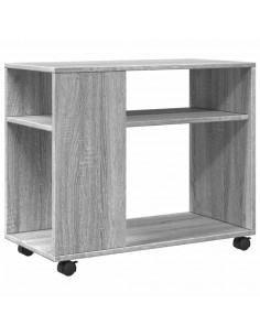 Tavolino con Ruote Grigio Sonoma 70x35x60 cm in Truciolato 2