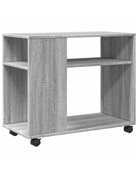 Tavolino con Ruote Grigio Sonoma 70x35x60 cm in Truciolato
