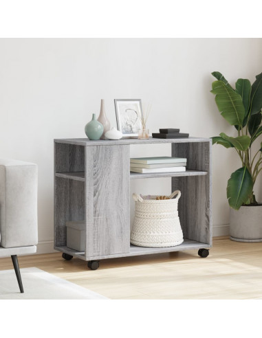 Tavolino con Ruote Grigio Sonoma 70x35x60 cm in Truciolato