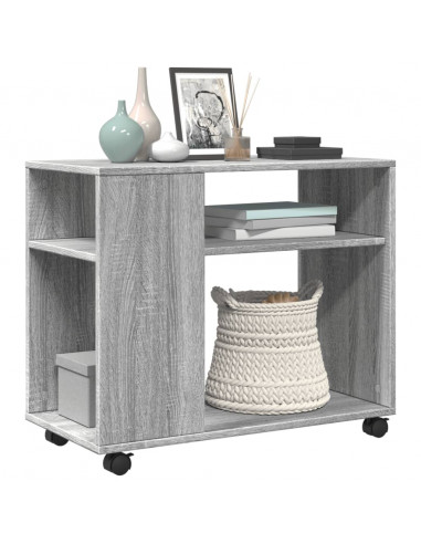 Tavolino con Ruote Grigio Sonoma 70x35x60 cm in Truciolato