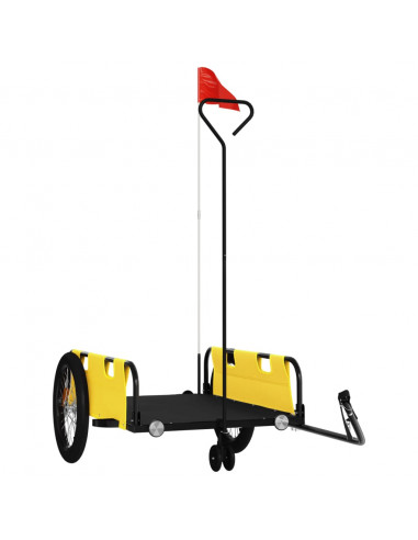 Rimorchio da Bici Giallo e Nero in Tessuto Oxford e Ferro