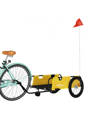 Rimorchio da Bici Giallo e Nero in Tessuto Oxford e Ferro