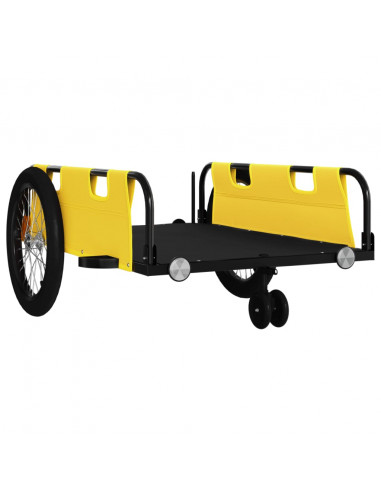 Rimorchio da Bici Giallo e Nero in Tessuto Oxford e Ferro