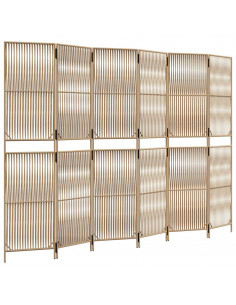 Divisorio per Ambienti a 6 Pannelli Beige in Polyrattan 2