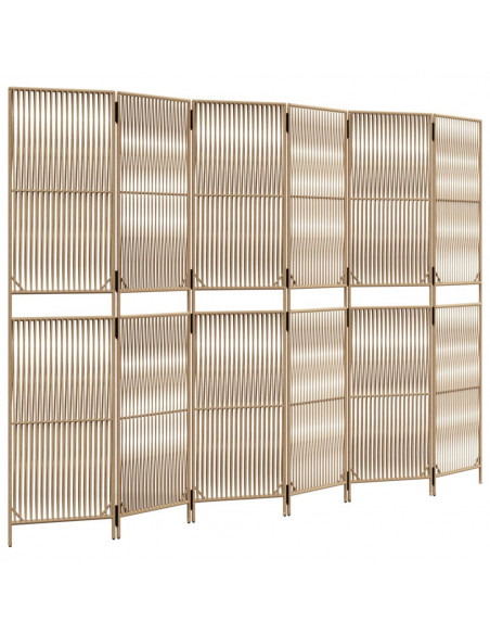 Divisorio per Ambienti a 6 Pannelli Beige in Polyrattan