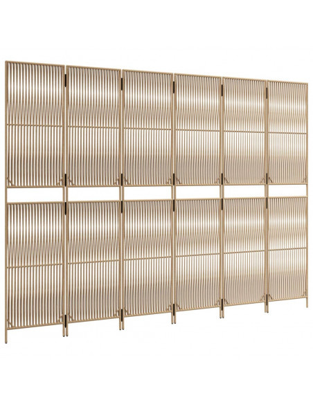 Divisorio per Ambienti a 6 Pannelli Beige in Polyrattan