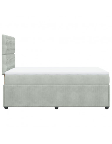 Giroletto a Molle con Materasso Grigio Chiaro 120x200cm Velluto